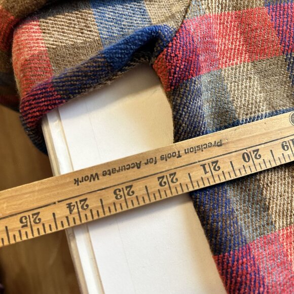 Vtg Plaid Button Up Shirt Jacket Womens Shacket Medium Koret Plaid Tan Cotton - Picture 4 of 7